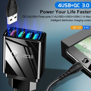 Củ (cốc) sạc nhanh QC3.0 - 4 cổng usb