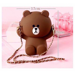 Túi đeo chéo nữ silicon mini con gấu dễ thương thời trang cho trẻ em bé gái xách đi học làm chơi du lịch