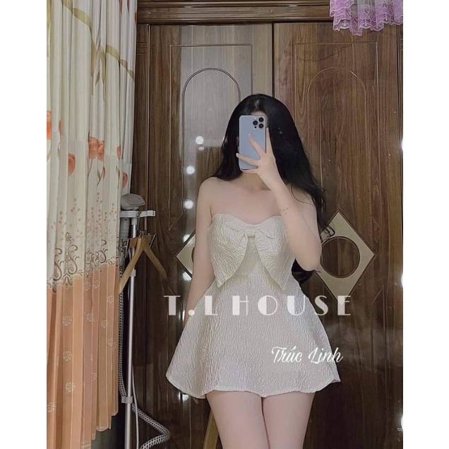 🌸🌸Váy gấm xòe nơ ngực hot hittt💥💥💥