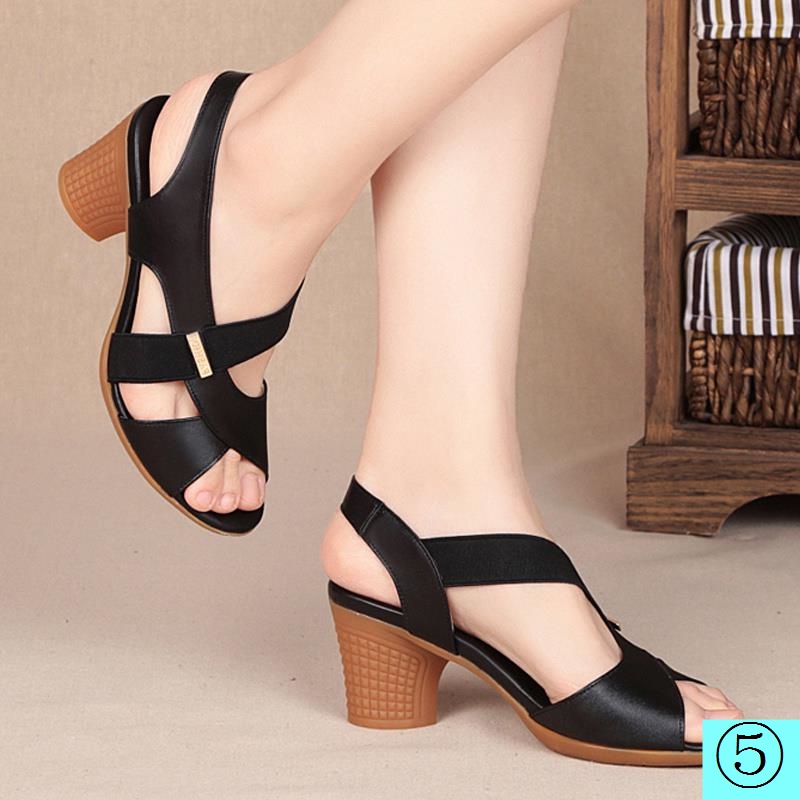 Giày Sandal Da Mềm Đế Dày Chống Trượt Thời Trang Mùa Hè 2020 Cho Phụ Nữ Trung Niên