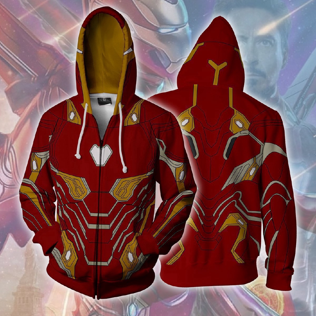 Áo khoác Hoodie hoạ tiết siêu anh hùng Avengers 3D có khoá kéo