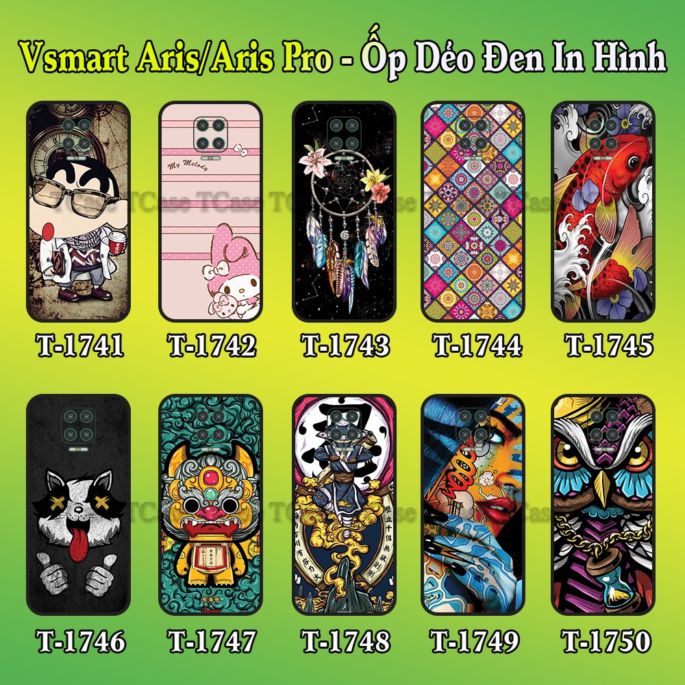 Ốp lưng Vsmart Aris/ Aris Pro dẻo đen in hình Nhiều Mẫu Phần C