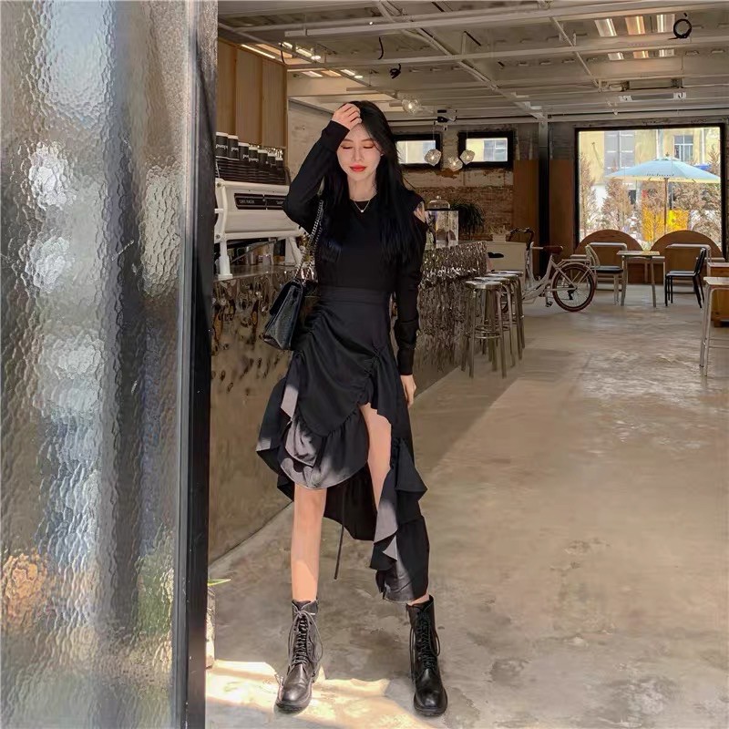 Set áo hở vai+chân váy đuôi cá Ulzzang
