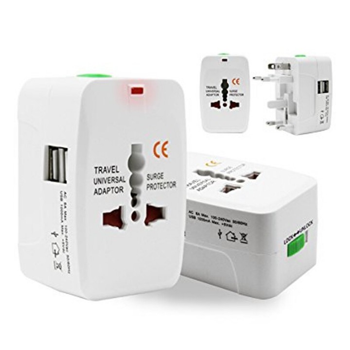 Ổ cắm điện quốc tế du lịch đa năng 2 cổng USB Universal Travel AC Adapter