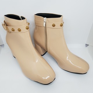 Boot nữ khóa hông, khóa trước - boot nữ da bóng cao cổ  thời trang [Hình ảnh thật]