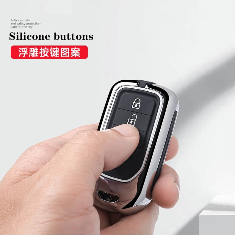 Vỏ Bọc Chìa Khóa Bằng Hợp Kim Nhôm + Silicone 2 Nút Cho Xe Honda Jazz Crv Brv Hrv