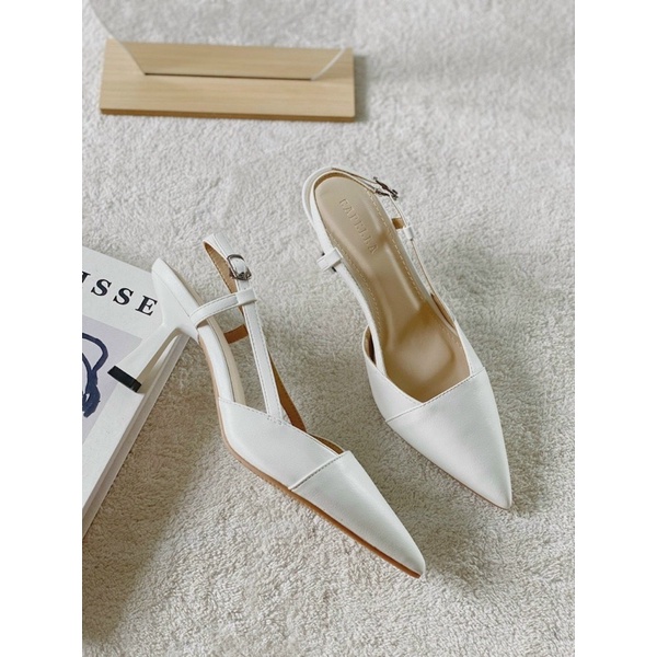 Giày slingback Malena liên sườn mũi vá vải