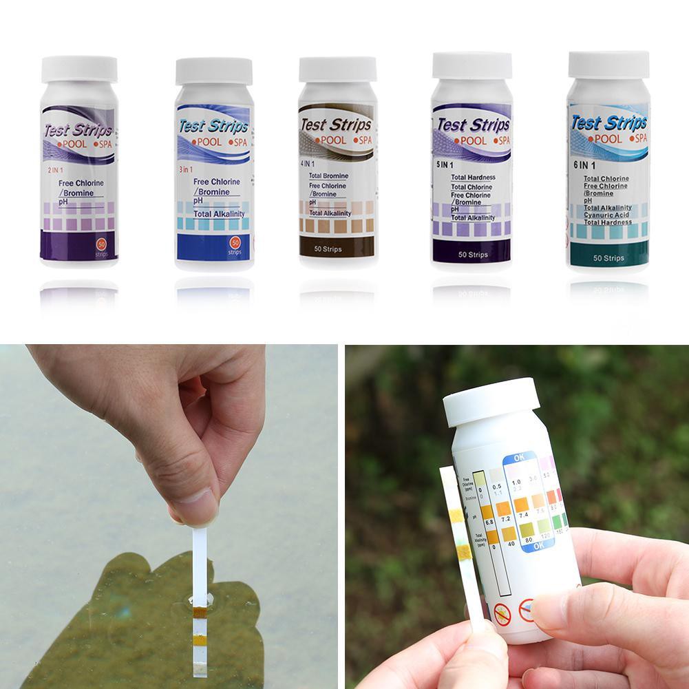 50pcs DIY Swimming Pool Test Strips for Chlorine pH Alkalinity Cyanuric Acid