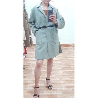 Áo dạ dáng dài xanh bơ