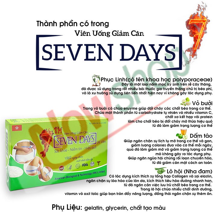 Viên uống giảm cân nhanh tại nhà hiệu quả cho người cơ địa khó Seven Days giúp giữ dáng và lấy lại vóc dáng sau sinh