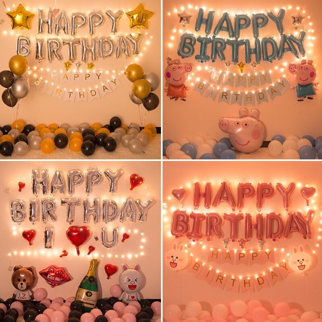 [ĐỔ BUÔN] Dải Bóng Chữ HAPPY BIRTHDAY- HAPPY WEDDING - Tặng kèm bơm bóng bằng tay