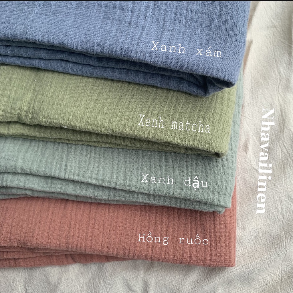 Vải Xô Muslin Nhà Vải Linen Màu Trơn Đa Năng Dễ Ứng Dụng Làm Quần Áo Đồ Trang Trí Phong Cách Vintage