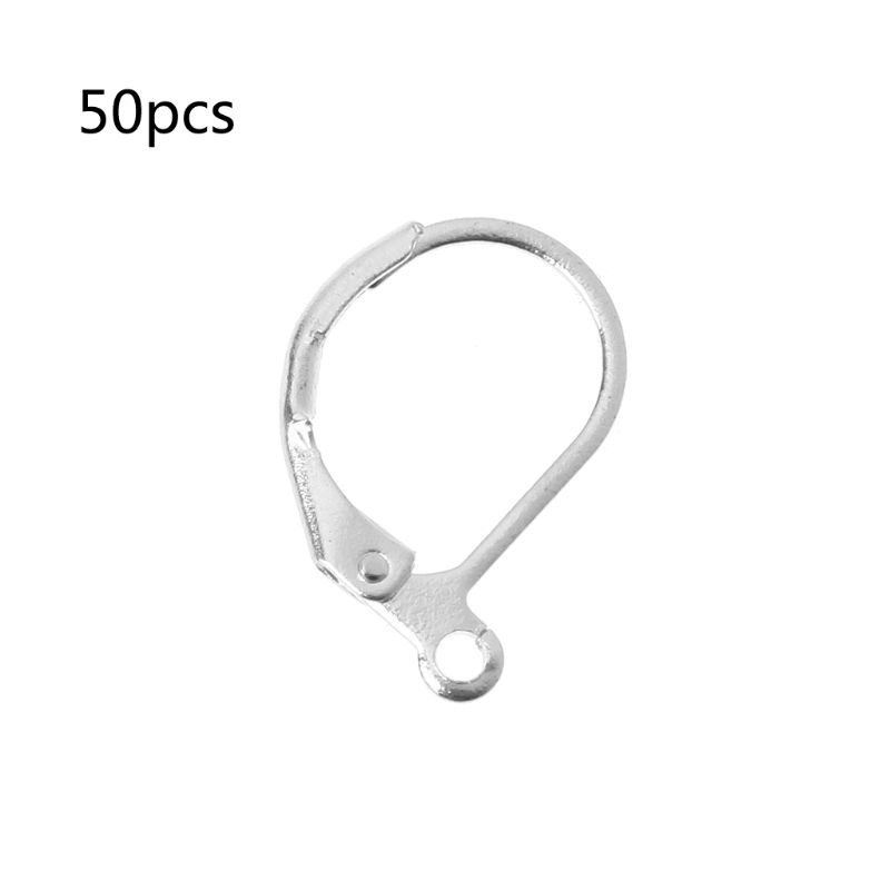 Bộ 50 móc gài hở nâng lưng khuyên tai dạng vòng kiểu Pháp dùng để làm trang sức thủ công