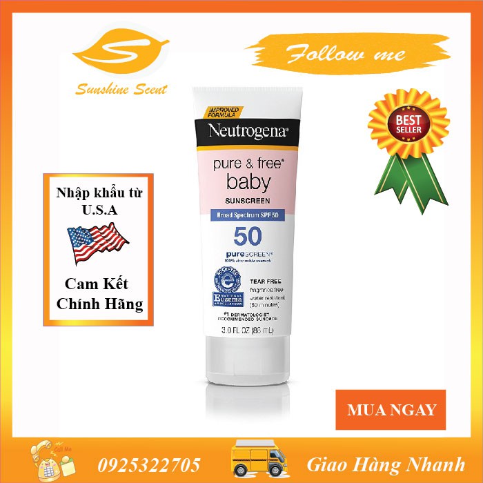 KEM CHỐNG NẮNG NEUTROGENA PURE & FREE BABY MINERAL SUNSCREEN SPF 50 (88ml)