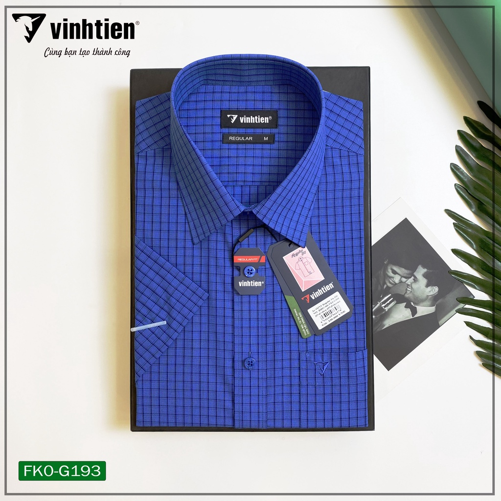 Áo Sơ Mi Nam Tay Ngắn Vĩnh Tiến Form Regular Vạt Ngang 330 - Mẫu 2