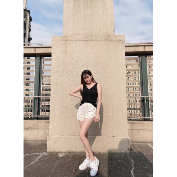 Quần đùi nữ CT xẻ bên đính dây - thun co giãn