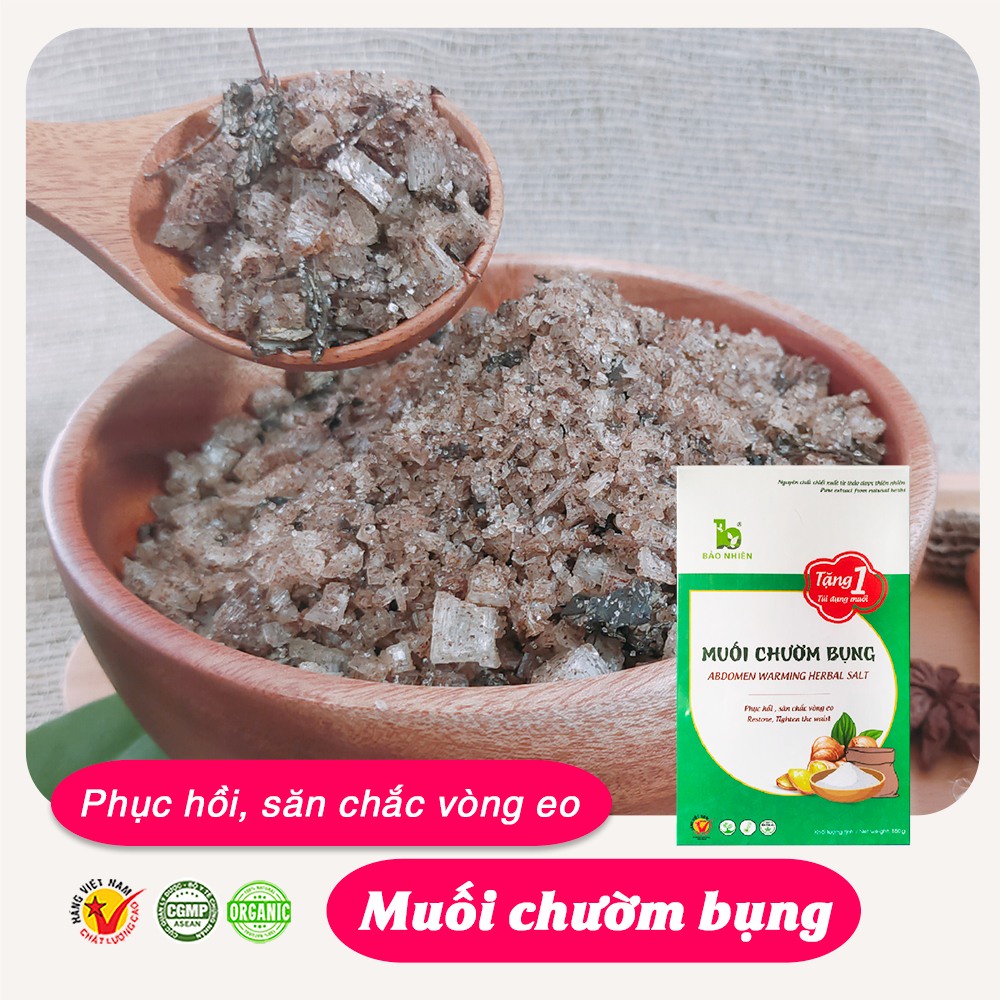 {CHÍNH HÃNG, TẶNG KÈM TÚI CHƯỜM} - Muối chườm bụng thảo dược Bảo Nhiên giúp giảm eo, mờ rạn cho Mẹ bé sau sinh 850gr