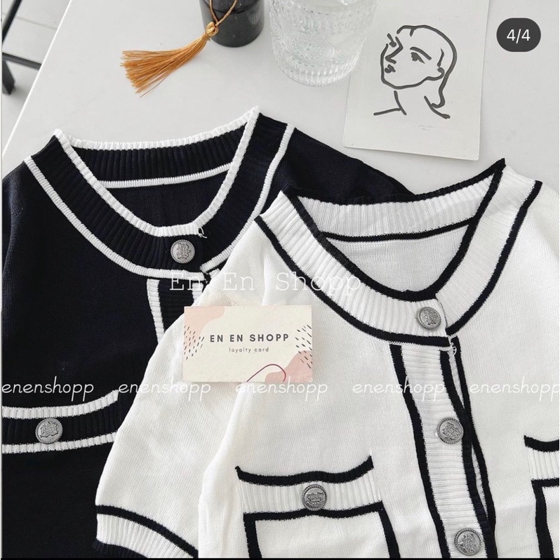 Áo len Levins thiết kế viền đen sang chảnh Áo len croptop hàng Quảng Châu