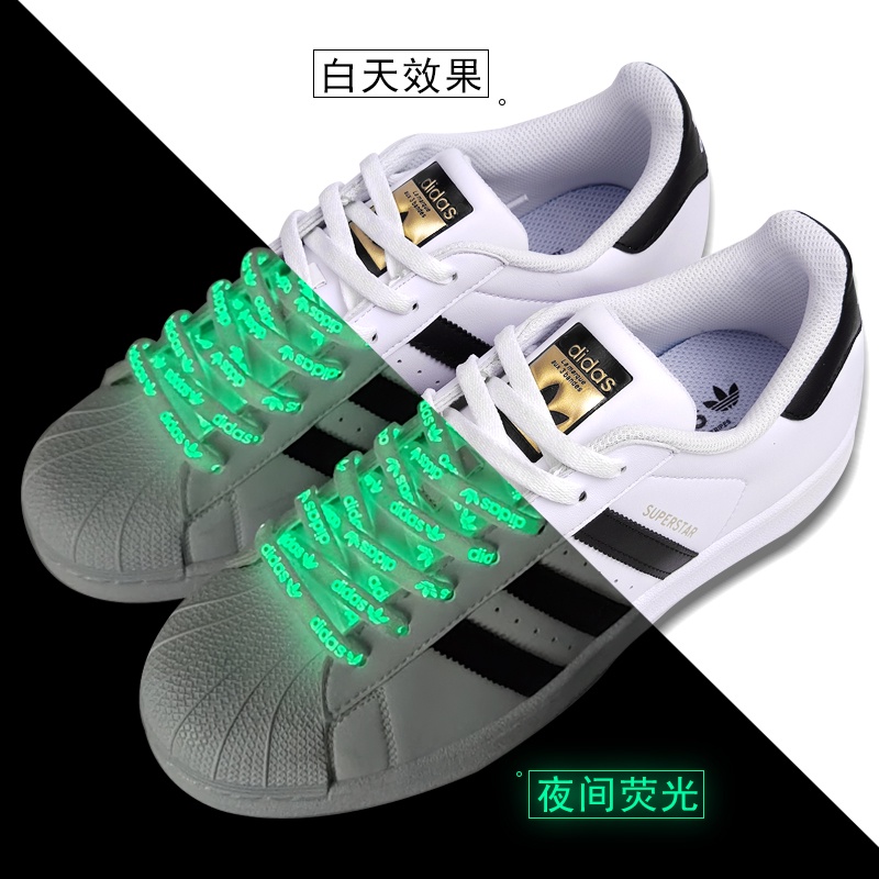 Giày Thể Thao Adidas Dạ Quang Phối Dây Cột Chữ Màu Đen Trắng Vàng Nhãn Dán Smith Cỏ Ba Lá Dạ Quang