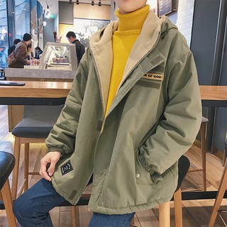 Áo Khoác Hoodie Phối Nhung Dày Kiểu Hàn Quốc Thời Trang Mùa Đông 2020 Cho Nam