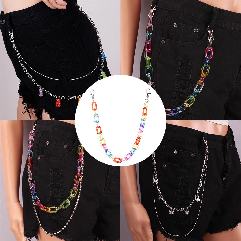 MIH Móc Khóa Dây Xích Đeo Thắt Lưng Màu Kẹo Ngọt Phong Cách Rock Hip Hop