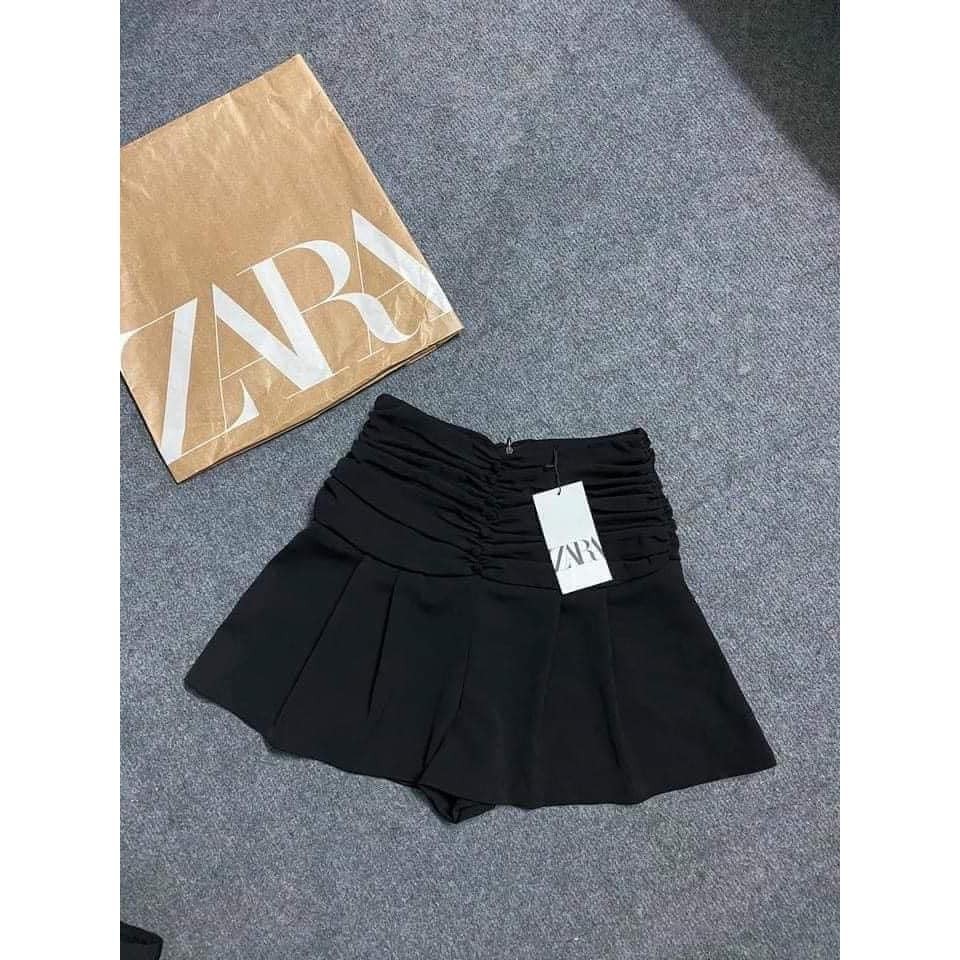 [ZARA] CHÂN VÁY ĐEN ZARA XÒE XẾP LY DÚM CÚC BỌC