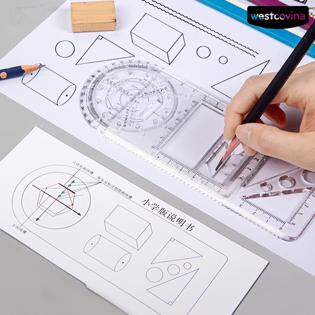 [Hot]✍Thước Vẽ Phác Thảo Chuyên Nghiệp Bằng Nhựa Trong Suốt Đa Năng