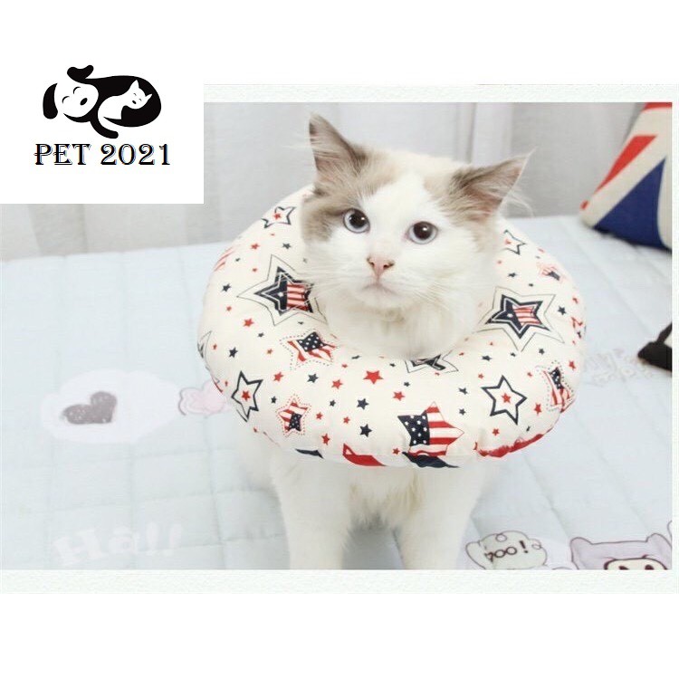 Vòng  Chống Liếm, Loa Chống Liếm Cho Chó Mèo Chất Liệu Vải Bông Siêu Cute