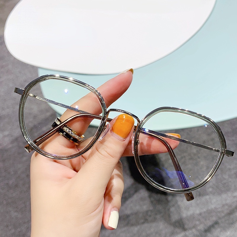 Mắt kính gọng oval trong suốt phong cách thời trang Hàn Quốc Unisex