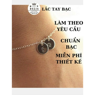 Vòng tay khắc tên theo yêu cầu chuẩn bạc đẹp mẫu DaLiA Jewelry lắc bạc khắc tên, in tên, khắc chữ, số phối dây xích 7f