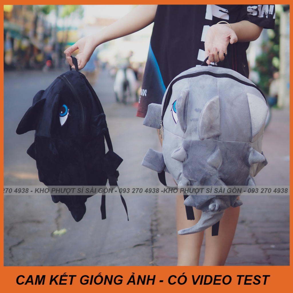 CÓ VIDEO - Balo khủng long vải nhung mịn màu xanh dạ quang siêu cute đựng mũ bảo hiểm fullface đi phượt