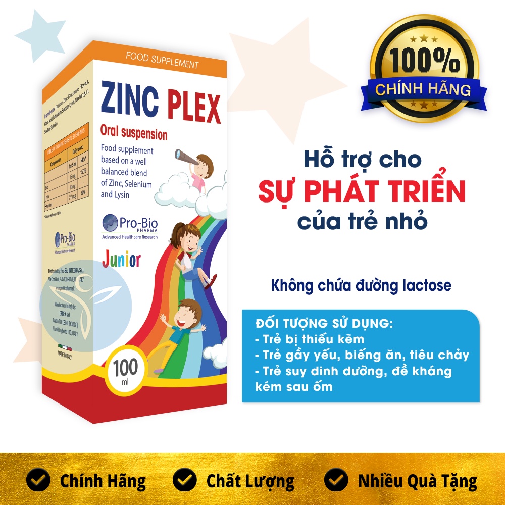 Siro Uống Zinc Plex Pro-Bio pharma Cung Cấp Vitamin Kẽm Kích Thích Cho Bé Ăn Ngon 100ml