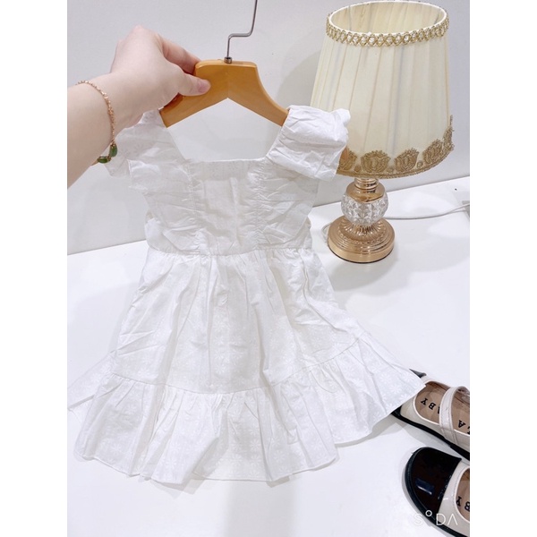 Sét váy sát nách bé gái- Váy trắng dáng xoè cho bé gái từ 8-20kg
