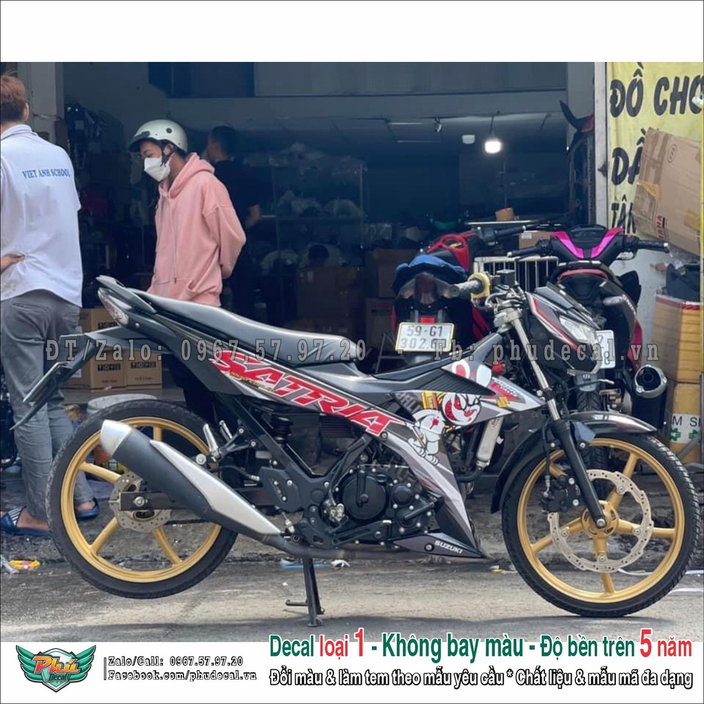 Tem rời Satria đen xám đỏ thỏ