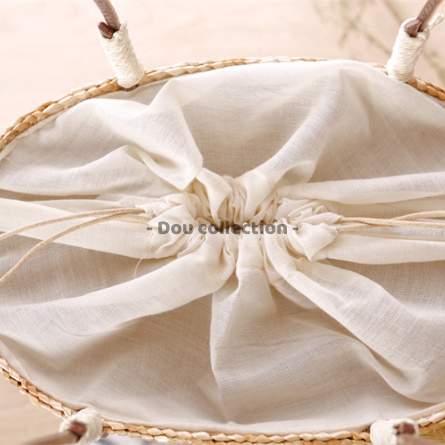 Túi Cói Xách Tay (Túi Rơm Raffia) Phối Hoa Thời Trang Đi Biển - Mã XT068