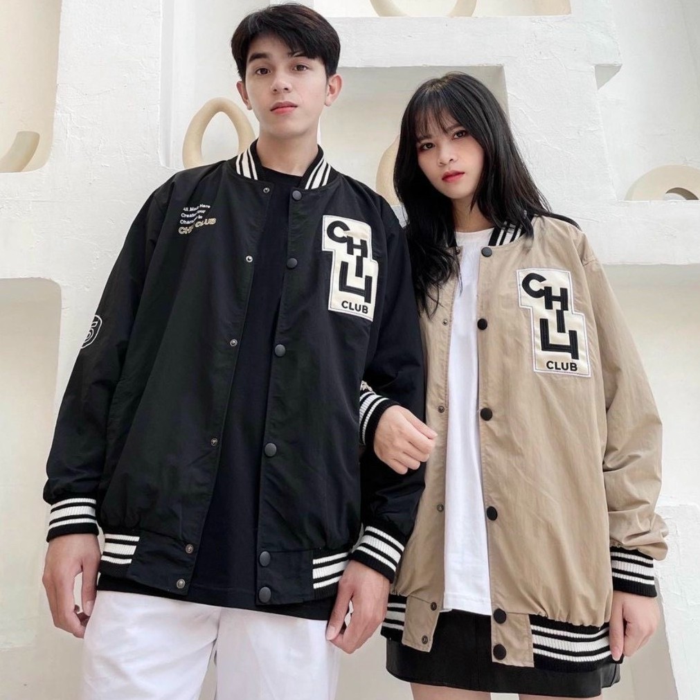 &lt;FREE SHIP&gt; Áo khoác dù nam nữ kiểu bomber (CH.club) vải 2 lớp chất xịn, dày dặn, y ảnh