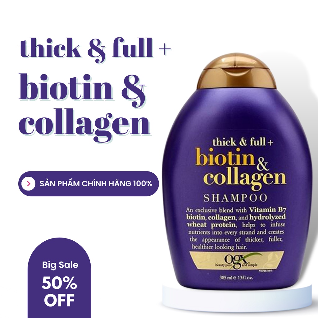 Bộ Dầu Gội Xả Biotin Collagen Ogx 385ml Chính Hãng