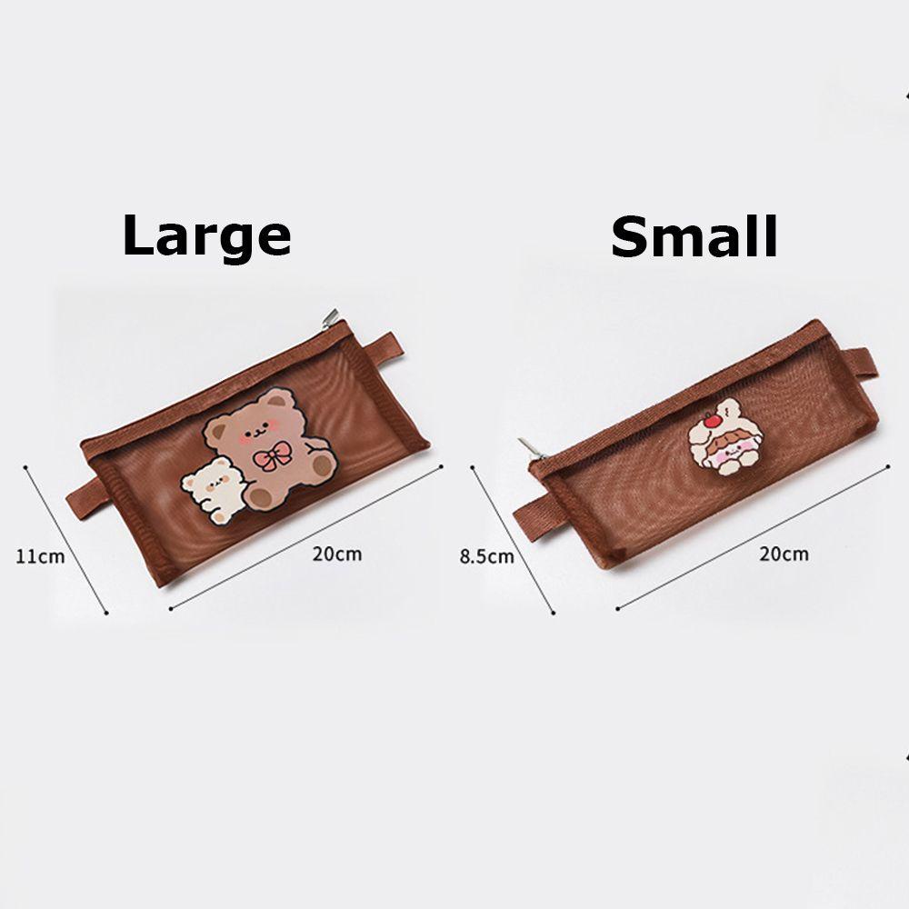 Túi Lưới Đựng Bút / Mỹ Phẩm Sức Chứa Lớn Hình Gấu Dễ Thương