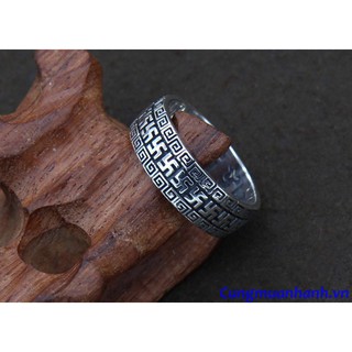 NHẪN BẠC KHẮC CHỮ VẠN - OM MANI PADME HUM - NH107
