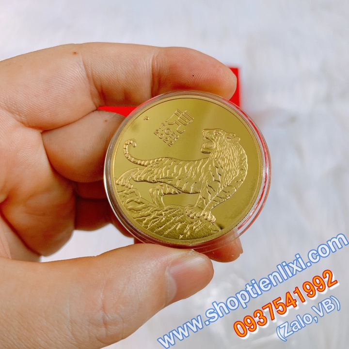 Cặp xu Úc mạ vàng, mạ bạc hình con HỔ (Cọp) + Hộp nhung sang trọng - Quà Lì Xì Tết 2022