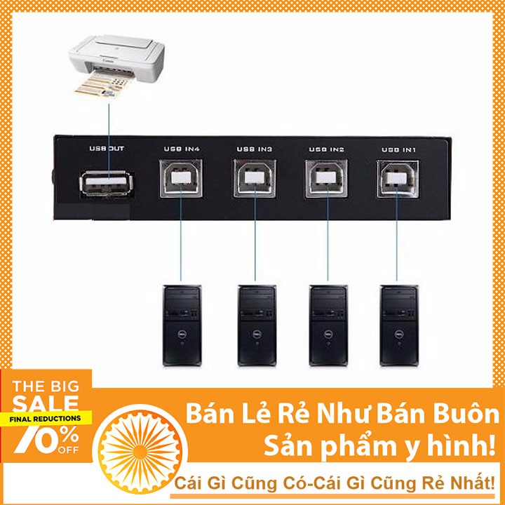 Bộ Chia Máy In 1 Ra 4 Cổng USB - Công Tắc Chuyển Tiện Lợi