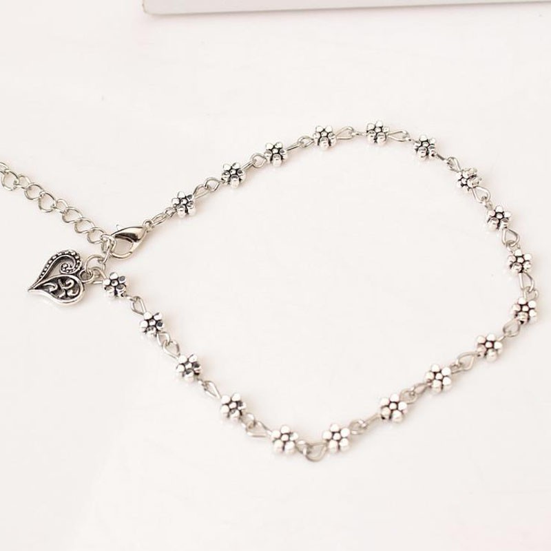 Lắc chân hình hoa mai nhỏ nhắn gắn hình trái tim rỗng dễ thương cho nữ LC101 | BigBuy360 - bigbuy360.vn