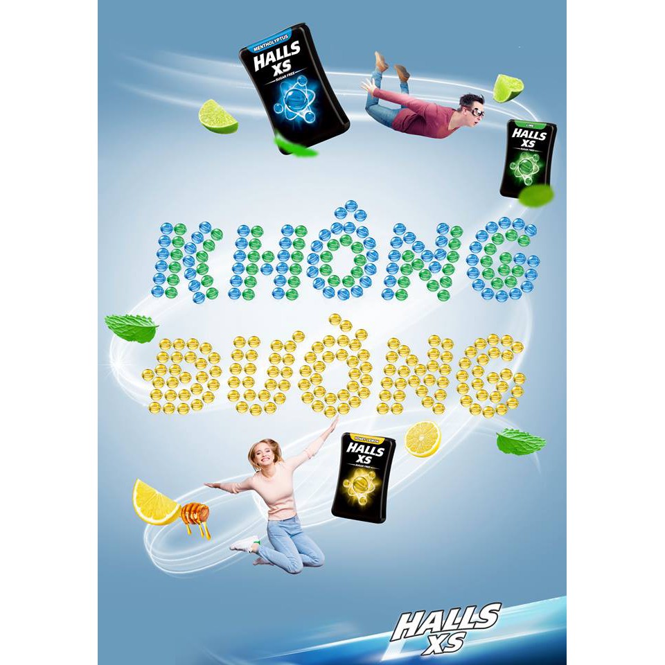 Lốc 12 Hộp Kẹo Ngậm Không Đường HALL XS Hương Bạc Hà (15g/Hộp)