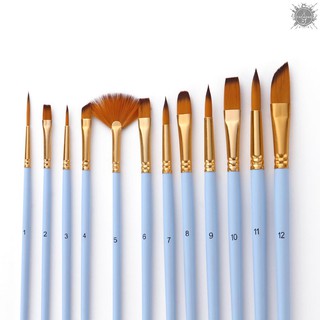 Set 12 cọ vẽ tranh sơn dầu đầu mảnh