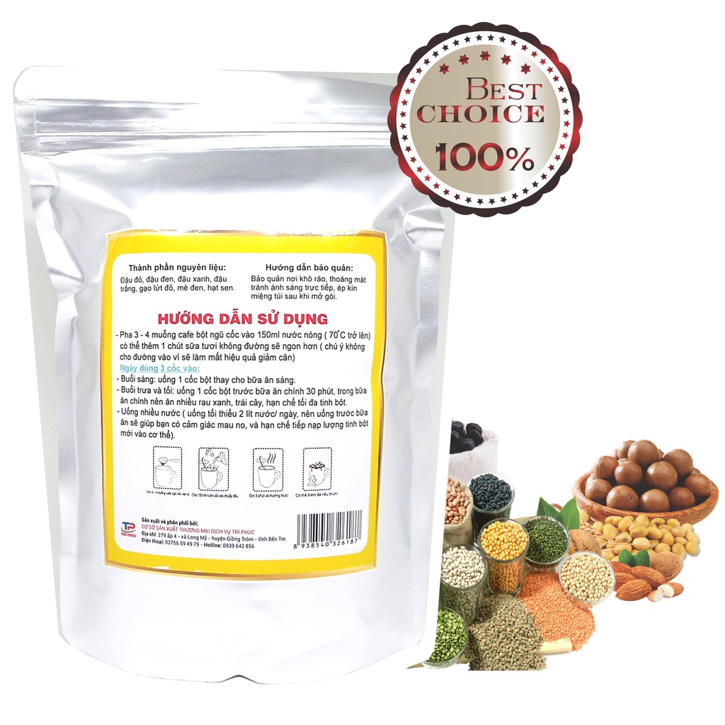 01kg Bột ngũ cốc lợi sữa DOMFOOD 15 loại hạt _ Sữa về ướt áo