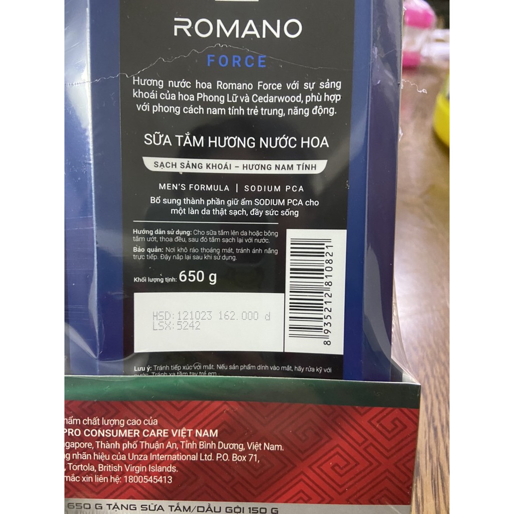 SỮA TẮM ROMANO CLASSIC 650ML TẶNG DẦU GỘI