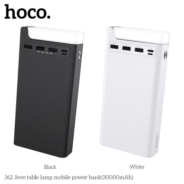 Pin sạc dự phòng Hoco J62 Jove 30000mAh 2 cổng input, 3 cổng output, tích hợp đèn pin siêu sáng - Hàng chính hãng