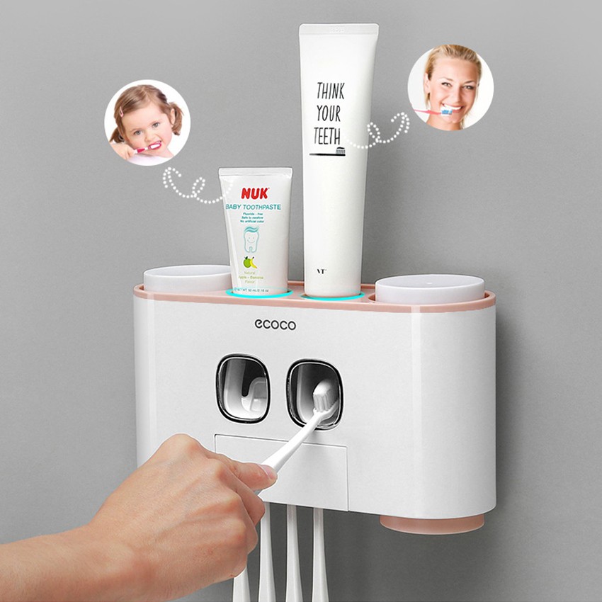KỆ NHÀ TẮM ĐA NĂNG ECOCO E1802 GỒM 2 NHẢ KEM, 4 CỐC VÀ 4 VỊ TRÍ CÀI BÀN TRẢI ĐÁNH RĂNG