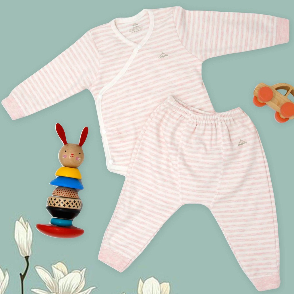 Set bodysuit giữ ấm ngực dài tay kèm quần rời 100% Cotton cho bé ComfyBaby size từ 3-12 tháng hàng chính hãng