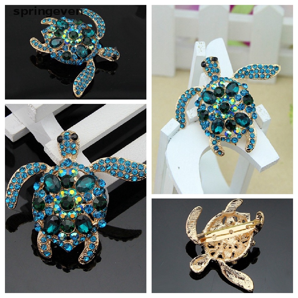 Ghim Cài Áo Hình Chú Rùa Đính Đá Pha Lê Xanh Dương Thời Trang